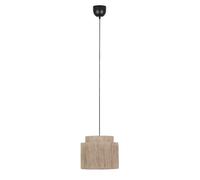 Trio Leuchten SMILLA 366800136 Lámpara Colgante, Metal Negro Mate, Pantalla de Yute Natural, excl. 1x E27