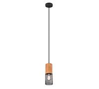 Trio Leuchten Tosh 304300132 - Lámpara de techo (metal mate, madera, no incluye 1 bombilla E27)