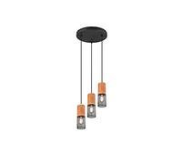 Trio Leuchten, lámpara colgante Tosh, set de 3 unidades, color mate, madera, 3 luces