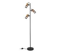 Trio Leuchten Tosh 404300332 - Lámpara de pie (metal, mate, madera, no incluye 3 bombillas E14)