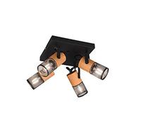 Trio Leuchten Tosh 804300432 - Foco (metal, madera, 4 bombillas E14), color negro mate