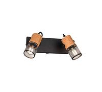 Trio Leuchten Tosh 804370232 - Foco (metal, mate, madera, 2 bombillas E14), color negro
