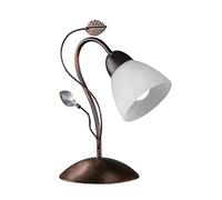 Trio Leuchten Traditio 500700128 - Lámpara de mesa (metal oxidado, cristal blanco, no incluye 1 bombilla E14, 27 x 16 x 32 cm)