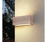 Trio Lighting Aplique de exterior Mayenne, color madera, up- & downlight, angular