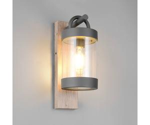 Trio Lighting Aplique de exterior Sambesi, aspecto madera, sensor crepuscular, aluminio