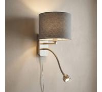 Trio Lighting Aplique de pared de hotel con brazo de lectura LED, redondo, gris