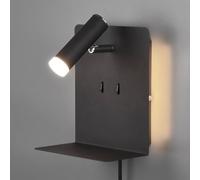 Trio Lighting Aplique de pared LED Element con estante negro mate