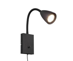 Trio Lighting Aplique de pared Wanda con enchufe, negro mate