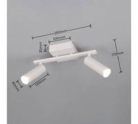 Trio Lighting Downlight Dara, longitud 28 cm, gris, metal, 2 luces.