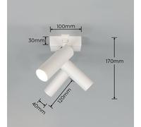 Trio Lighting Downlight Dara, longitud 46 cm, gris, metal, 3 luces.