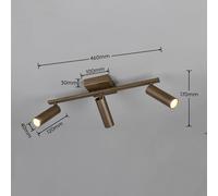 Trio Lighting Downlight Dara, longitud 46 cm, metal color platino, 3 luces.