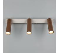 Trio Lighting Downlight LED Ambala. Longitud 44 cm, gris/marrón, 3 luces.
