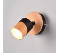 Trio Lighting Foco de pared Aruni de madera, 1 luz, negro