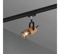 Trio Lighting Foco de riel Tosh para DUOline, negro mate, detalle de madera
