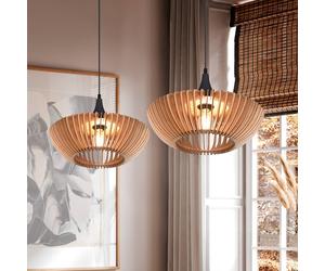 Trio Lighting Lámpara colgante Colino de láminas de madera, madera clara