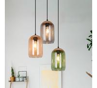 Trio Lighting Lámpara colgante Cork, multicolor, Ø 30 cm, 3 luces, cristal/corcho