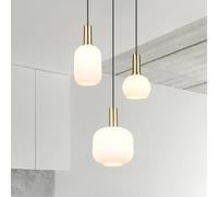 Trio Lighting Lámpara colgante Diva, 3 luces, color latón, opal, cristal, metal