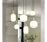 Trio Lighting Lámpara colgante Diva, 6 luces, color latón, opal, metal, cristal