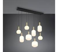 Trio Lighting Lámpara colgante Diva, 8 luces, color latón, opal, metal, cristal