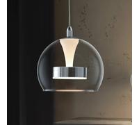 Trio Lighting Lámpara colgante LED Flynt, Ø 20 cm, color cromado, metal/vidrio, CCT