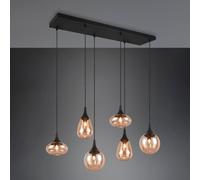 Trio Lighting Lámpara colgante Lumina, 6 luces, negro/ámbar, cristal