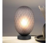 Trio Lighting Lámpara de mesa Facette, gris ahumado, altura 29 cm, cristal, E27