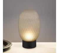 Trio Lighting Lámpara de mesa LED recargable Facette, verde, USB, cristal,
