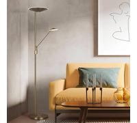 Trio Lighting Lámpara de pie LED Brantford, lámpara de lectura, latón envejecido