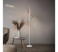 Trio Lighting Lámpara de pie Soka, marrón/gris, altura 150 cm, metal, 3 luces.