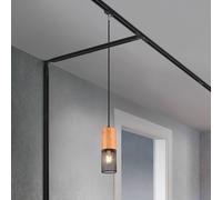 Trio Lighting Lámpara de riel Tosh para DUOline, negra, detalle de madera, E27
