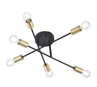 Trio Lighting Lámpara de techo Cross de 6 brazos, negro-dorado