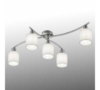 Trio Lighting Lámpara de techo Garda, pantallas de tela blanca, níquel mate