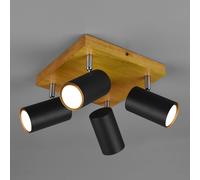 Trio Lighting Marley downlight de techo, negro mate, 4 luces
