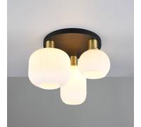 Trio Lighting Plafón Diva, 3 luces, metal, cristal, blanco, color latón