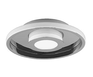 Trio, Plafón, Ascari incl. 1 x LED,SMD,28,0 Watt,3000K,3200 Lm. Plástico, Blanco, Cuerpo: Metal, Cromo Ø:30,0cm, A:6,8cm Regulable mediante interruptor,IP44,Fuente de luz no reemplazable