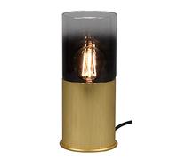 TRIO, Sobremesa, Robin 1xE27, max.40,0 W Cristal, Humo, Cuerpo: Metal, Bronce mate Ø:11,0cm, A:25,5cm Cable de interruptor,IP20,Sin bombilla,Fuente de luz reemplazable por