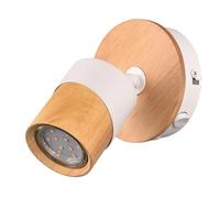 Trio Spot Lamp Aruni 801170131, metal blanco mate, madera natural, excl. 1x GU10