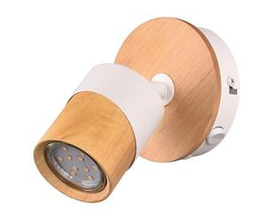 Trio Spot Lamp Aruni 801170131, metal blanco mate, madera natural, excl. 1x GU10