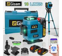 Trípode de nivel láser Gismis de 16 líneas, línea verde, autonivelante, Control remoto Horizontal y Vertical 360 para pines de batería makita de 18v 2 Battery