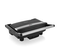 Tristar GR-2856 Parrilla eléctrica con superficie de cocinado de 28 x 19 cm, revestimiento antiadherente, fácil de limpiar, tapa flotante, libre de BPA y PFOA, almacenamiento para el cable, 1500 W