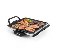 Tristar Plancha eléctrica, 28 x 28 cm, 800 W, para 2 Personas | Termostato ajustable, Revestimiento antiadherente, Bandeja de grasa extraíble, Asas de tacto frío extraíbles, BP-2666