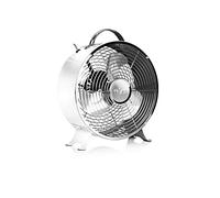 Tristar VE-5967 Ventilador de mesa retro, 25 cm de diámetro, 2 ajustes de velocidad (1500 - 1800 rpm), motor de cobre, asa integrada, 49.5 dB, protección contra sobrecalentamiento, 20 W, blanco