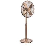 Tristar VE-5971 Ventilador de pie metálico retro, 40 cm de diámetro y oscilante, 3 velocidades, motor de cobre, ángulo ajustable 20°, 64,3 dB, asa integrada, altura ajustable, bronce, 50 W