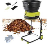 Trituradora eléctrica de hojas, 8000 RPM, ruedas, bolsa de almacenamiento, tamaño de corte ajustable para compostar residuos de jardín, agujas de pino, paja