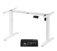 TRIUMPHKEY Marco de Escritorio de Pie, Mesa Elevadora de Altura Regulable con un Solo Motor, Marco de Mesa Telescópica de 2 Secciones Patas con 3 Alturas de Memoria y Rueda Blanco