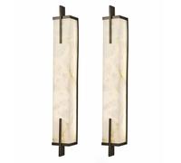 TRIVIDHA Aplique De Pared De Mármol Moderno Aplique De Pared De Alabastro Cuadrado Con Tubo Largo Lineal Negro Aplique De Pared De Mármol Latón Iluminación De Montaje En Pared Antioxidante Sala De Est