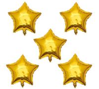 TRIXES Pack x5 globos estrella metálicos dorados - 18" individuales | Estrellas de foil doradas - decoración perfecta para celebraciones familiares, eventos y más