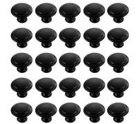 TRKETK 25 Piezas Tiradores Redondos para Gabinete, Pomos de Puerta Negros de Acero Inoxidable, para Armario y Cajón, Forma de Seta Con Tornillos de Montaje (30 mm)