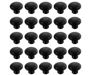 TRKETK 25 Piezas Tiradores Redondos para Gabinete, Pomos de Puerta Negros de Acero Inoxidable, para Armario y Cajón, Forma de Seta Con Tornillos de Montaje (30 mm)