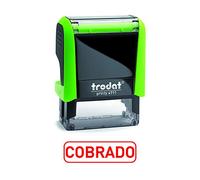 Trodat 4911 Printy Sello Fórmula Comercial con Texto Español COBRADO, entintaje automático, Tamaño de la Placa de Texto 37 x 14 mm, Rojo